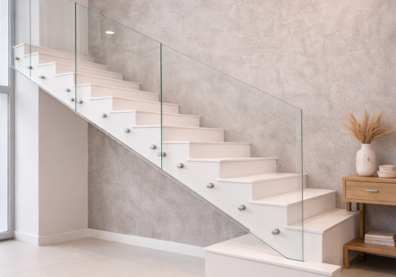 מעקה זכוכית למדרגות