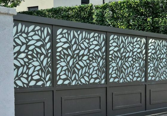 שער דגם שילוב זכוכית לייזר