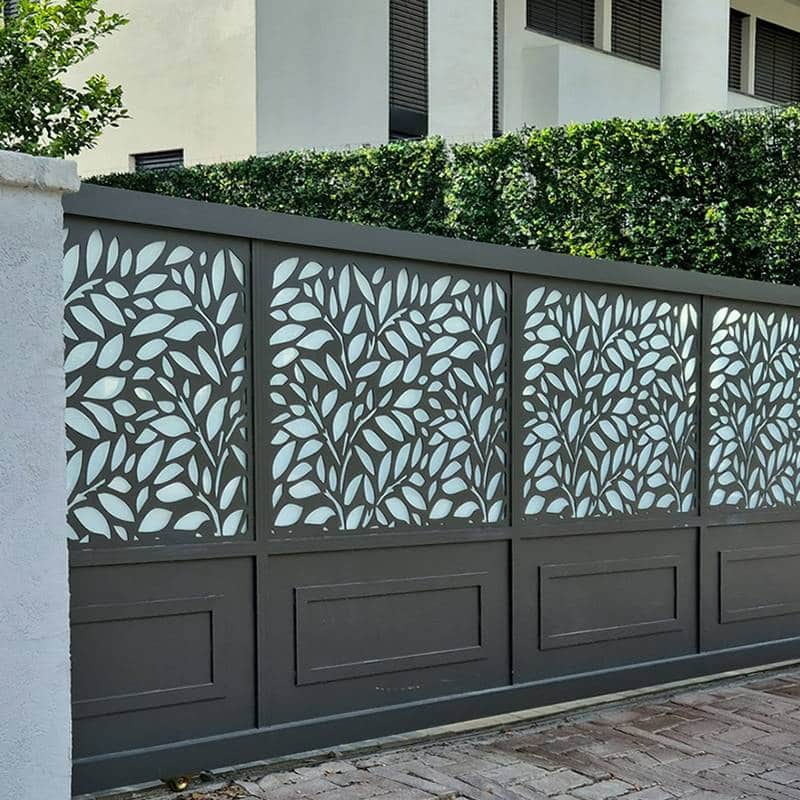 שער דגם שילוב זכוכית לייזר