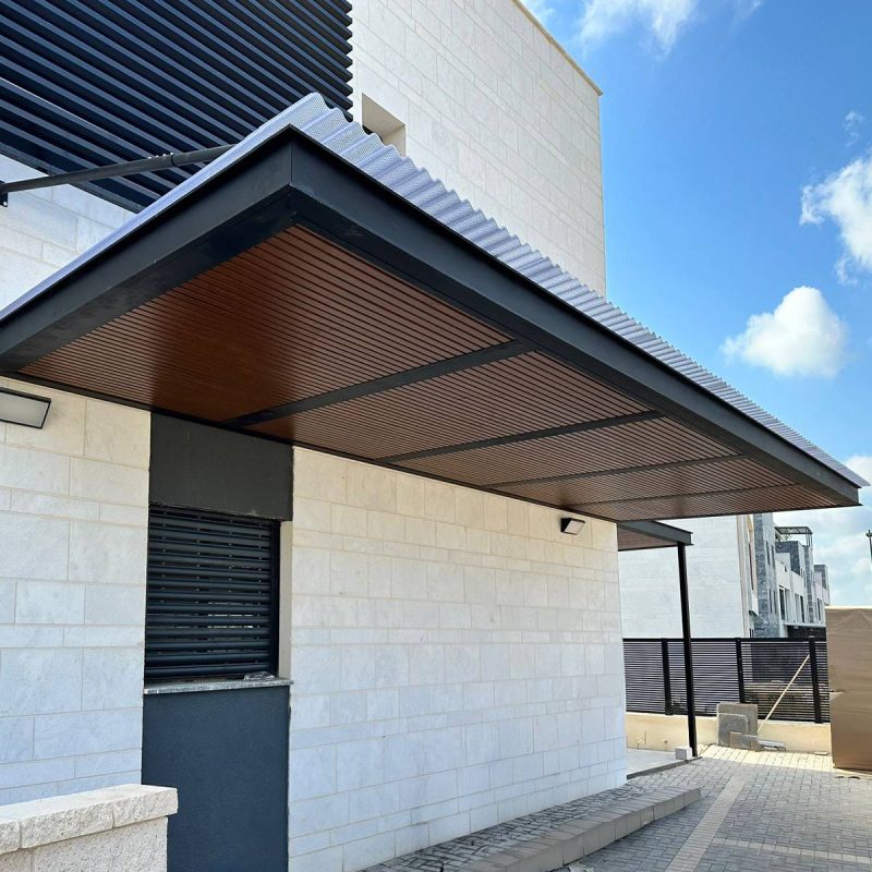 פרגולה דגם פרופילים דמוי עץ